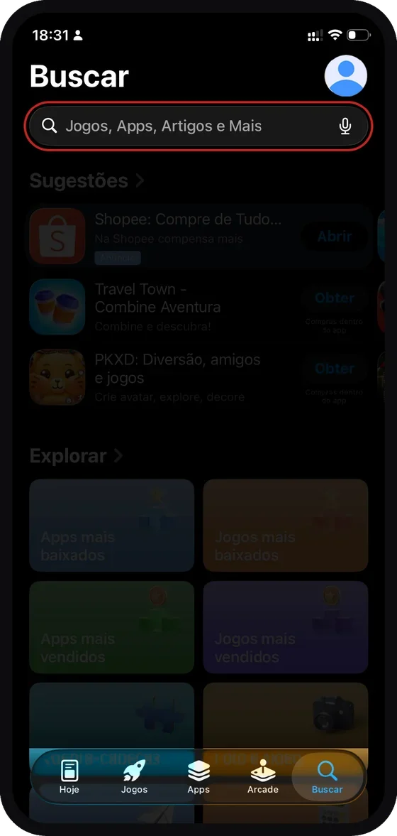 Tela do aplicativo Premium Administradora: No campo de busca, busque pelo nome do aplicativo.